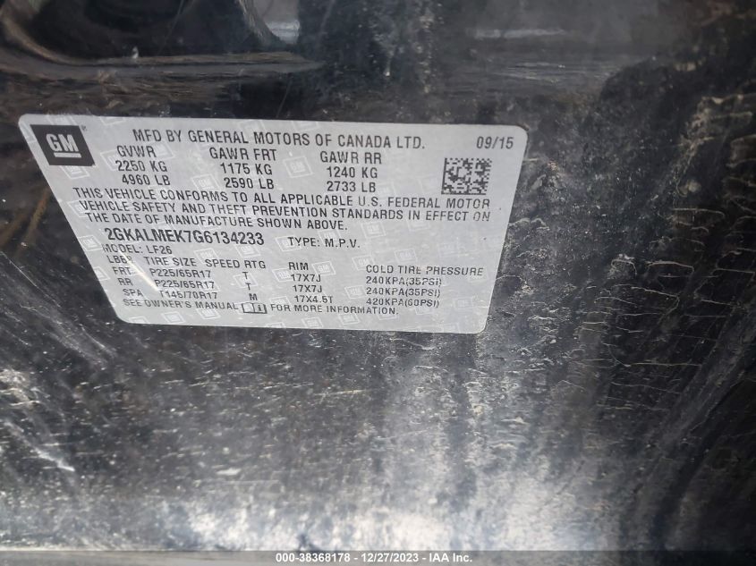 2016 GMC TERRAIN SLE-1 - 2GKALMEK7G6134233