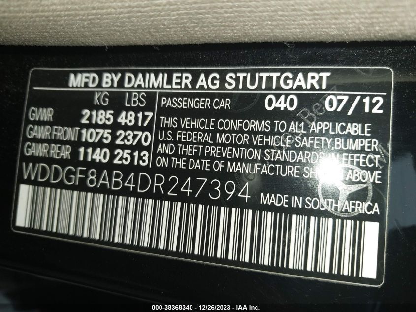 2013 MERCEDES-BENZ C 300 LUXURY 4MATIC/SPORT 4MATIC - WDDGF8AB4DR247394