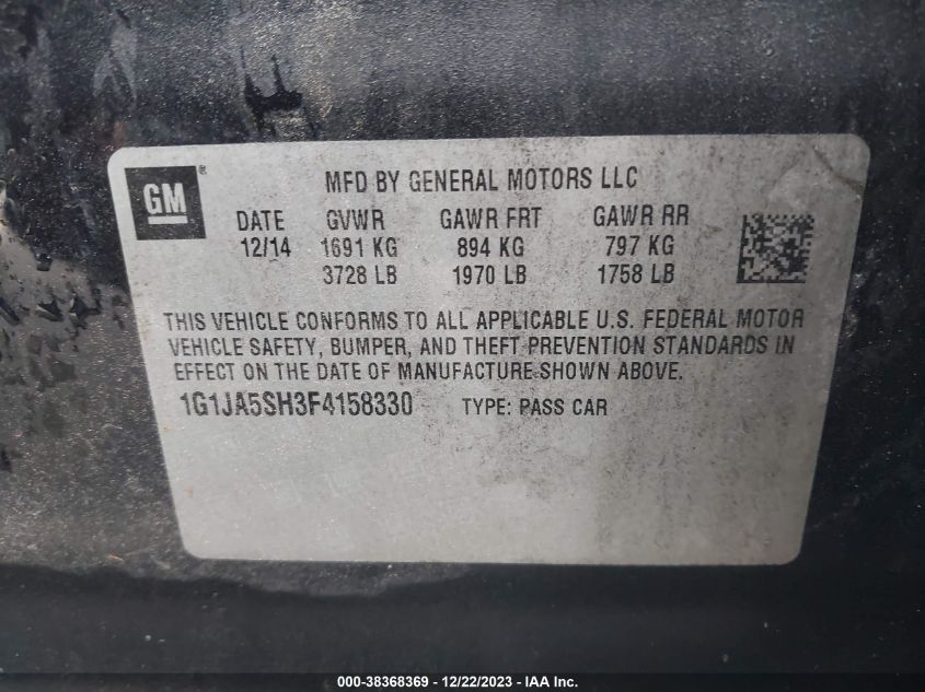 2015 CHEVROLET SONIC LS - 1G1JA5SH3F4158330