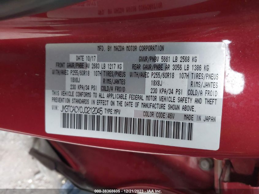 2018 MAZDA CX-9 TOURING - JM3TCACY0J0212045