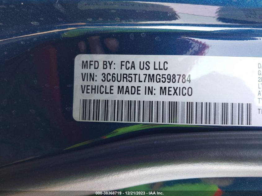 2021 RAM 2500 LIMITED - 3C6UR5TL7MG598784