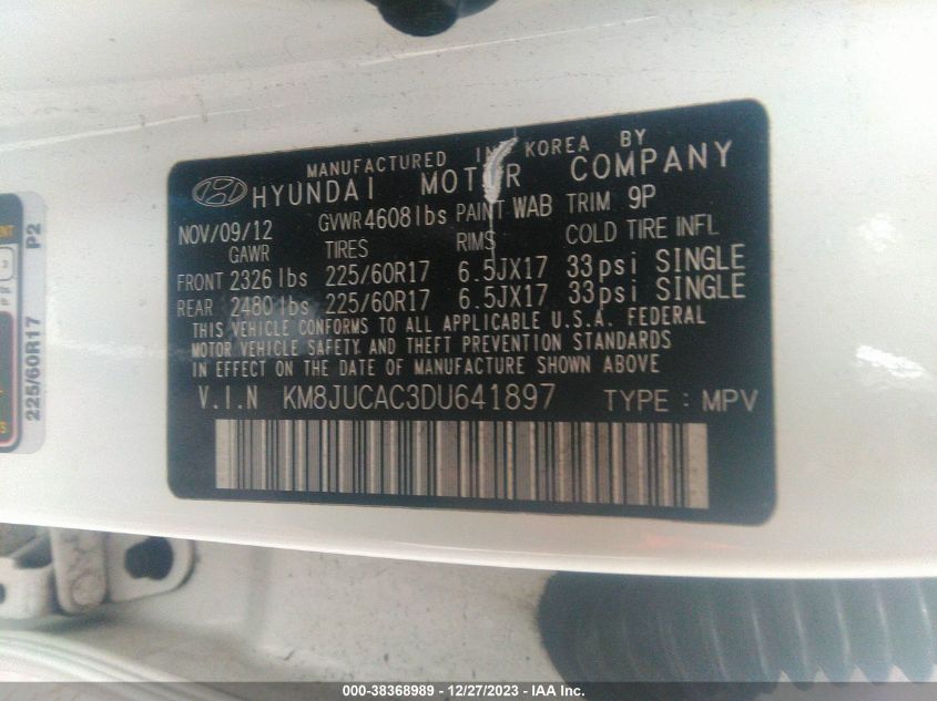 2013 HYUNDAI TUCSON GLS/LIMITED - KM8JUCAC3DU641897