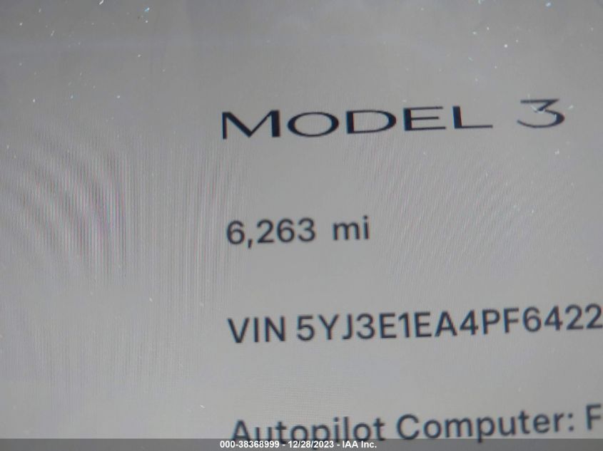 2023 TESLA MODEL 3 - 5YJ3E1EA4PF642254