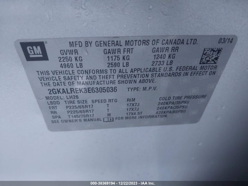 2014 GMC TERRAIN SLE-2 - 2GKALREK3E6305036