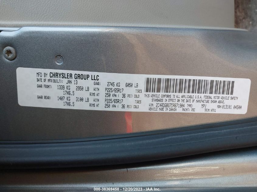 2013 DODGE GRAND CARAVAN SE - 2C4RDGBG7DR671904