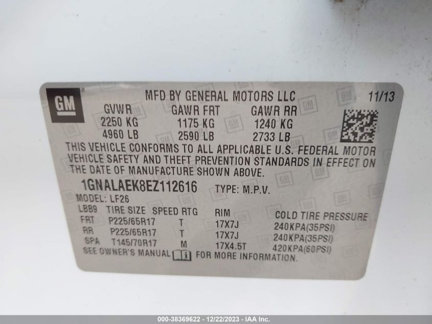 2014 CHEVROLET EQUINOX LS - 1GNALAEK8EZ112616