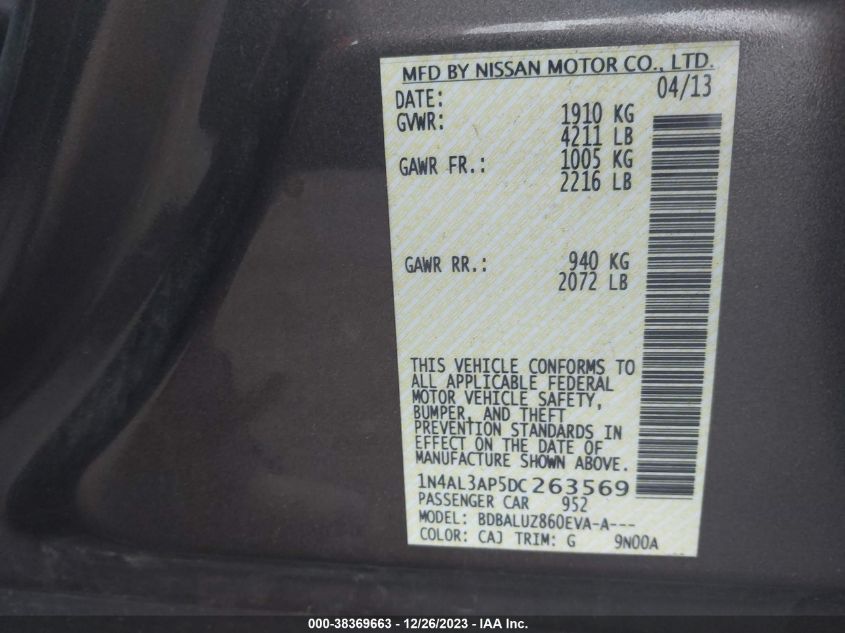 2013 NISSAN ALTIMA 2.5 SV - 1N4AL3AP5DC263569