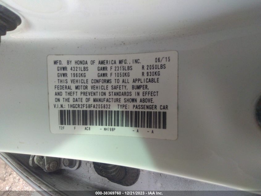 2015 HONDA ACCORD SPORT - 1HGCR2F58FA205832