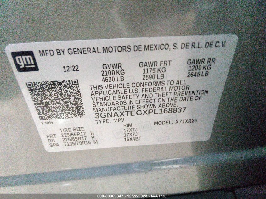 2023 CHEVROLET EQUINOX LT - 3GNAXTEGXPL168837