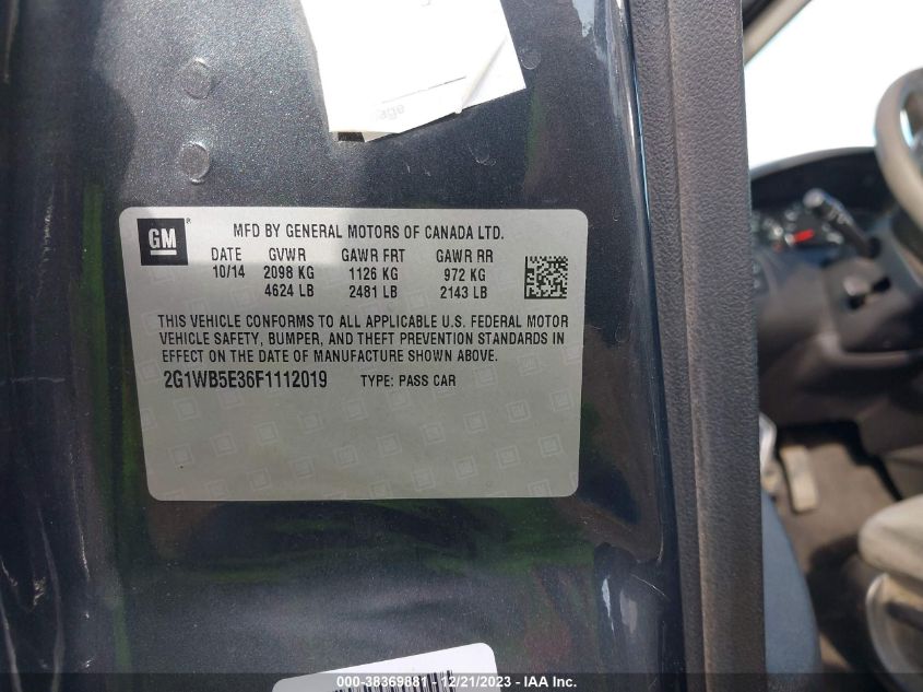 2015 CHEVROLET IMPALA LIMITED LT - 2G1WB5E36F1112019