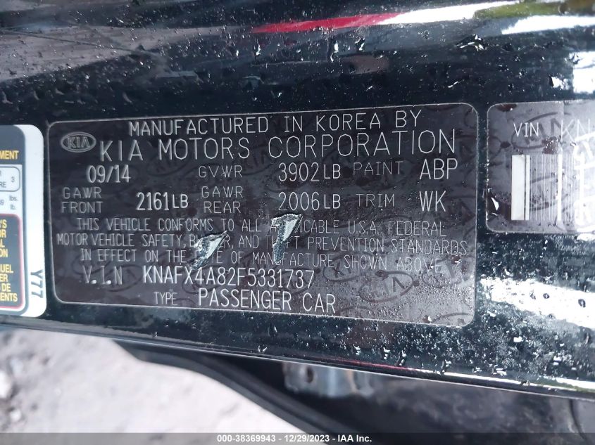 KNAFX4A82F5331737 | 2015 KIA FORTE