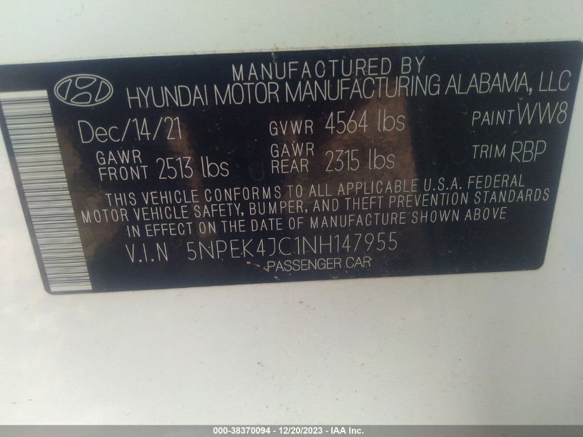2022 HYUNDAI SONATA N LINE NIGHT EDITION - 5NPEK4JC1NH147955