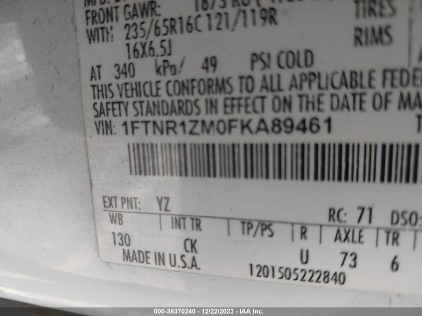 2015 FORD TRANSIT-250 - 1FTNR1ZM0FKA89461