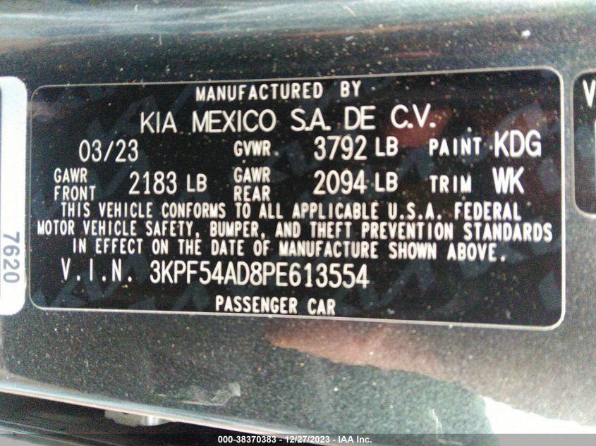 2023 KIA FORTE GT-LINE - 3KPF54AD8PE613554