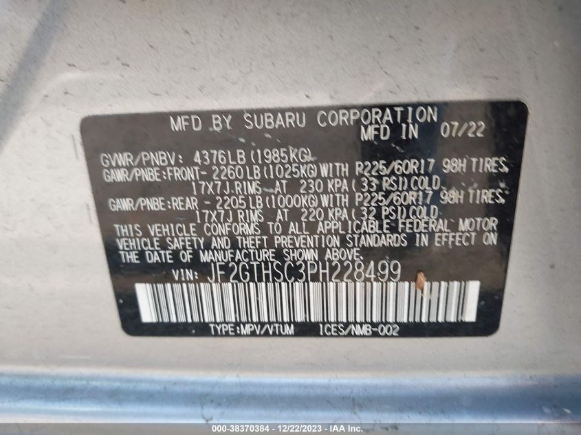 2023 SUBARU CROSSTREK SPORT - JF2GTHSC3PH228499