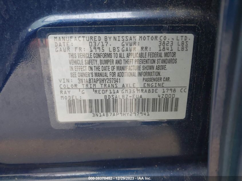 2017 NISSAN SENTRA S - 3N1AB7AP9HY297941