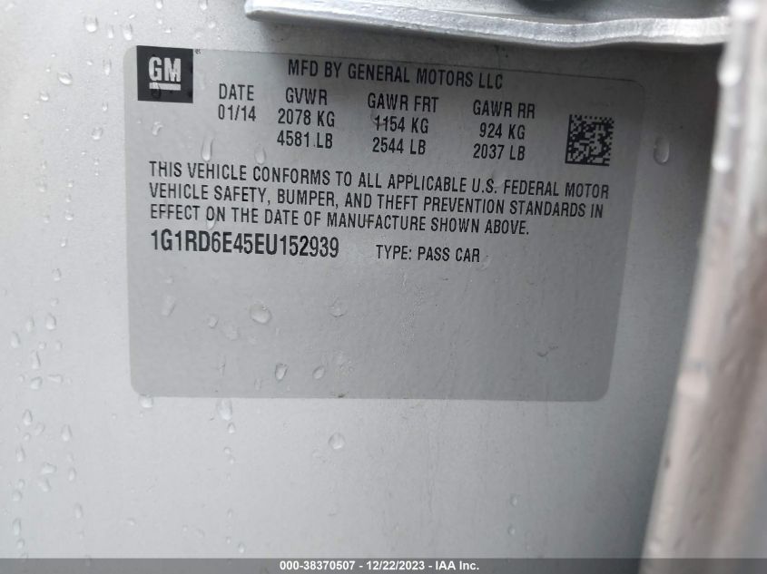 2014 CHEVROLET VOLT - 1G1RD6E45EU152939