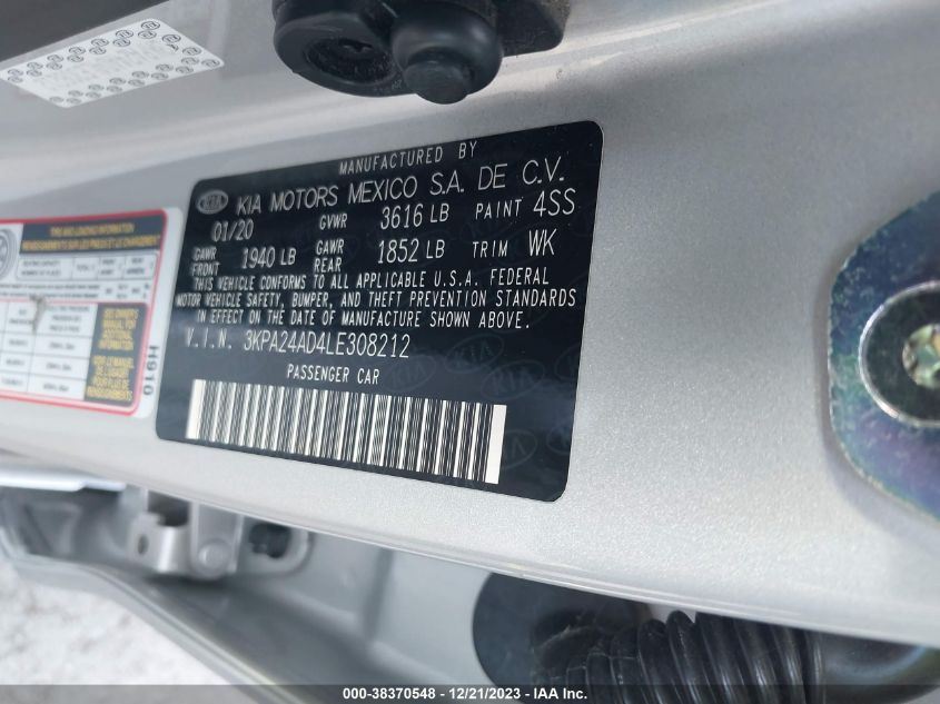 2020 KIA RIO LX/S - 3KPA24AD4LE308212
