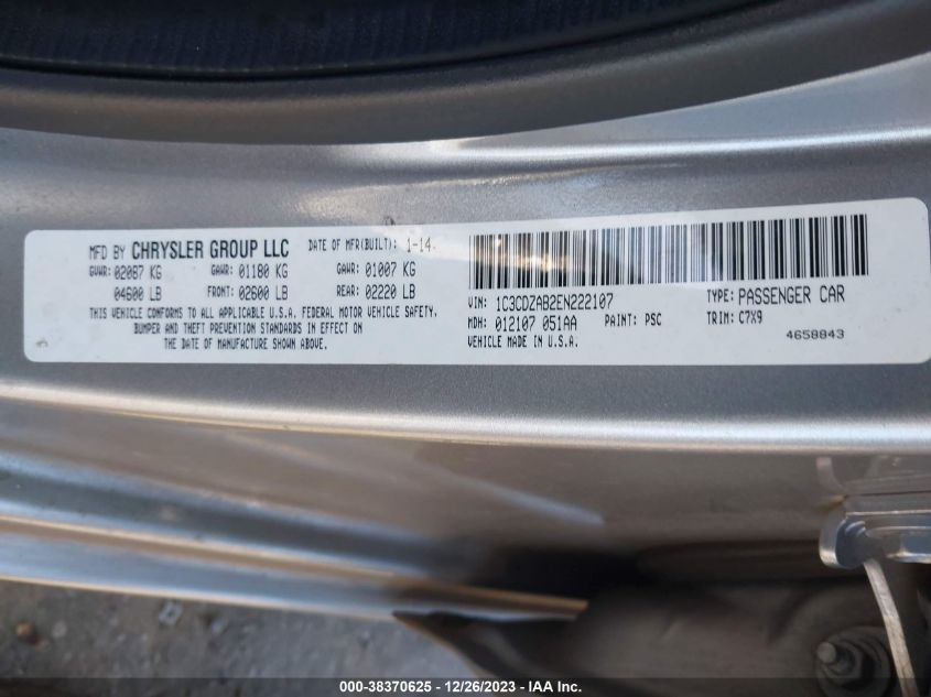 2014 DODGE AVENGER SE - 1C3CDZAB2EN222107