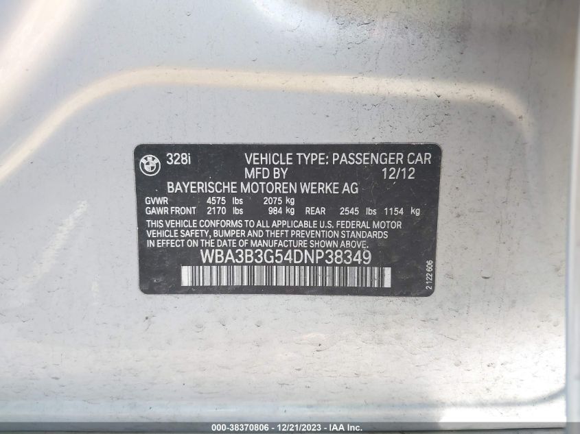 2013 BMW 328I XDRIVE - WBA3B3G54DNP38349