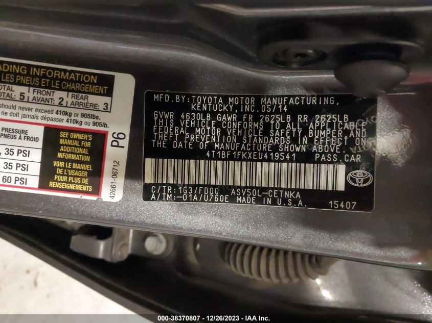 2014 TOYOTA CAMRY L/SE/LE/XLE - 4T1BF1FKXEU419541