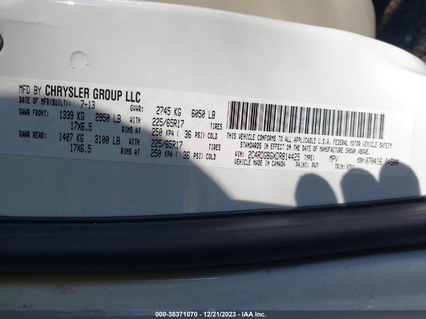 2013 DODGE GRAND CARAVAN SE - 2C4RDGBGXDR814425