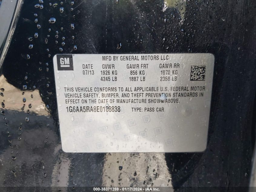 2014 CADILLAC ATS STANDARD - 1G6AA5RA8E0108838