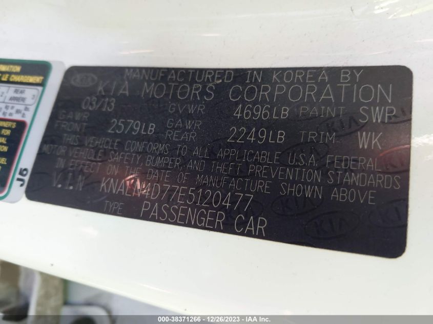 2014 KIA CADENZA PREMIUM/LIMITED KNALN4D77E5120477