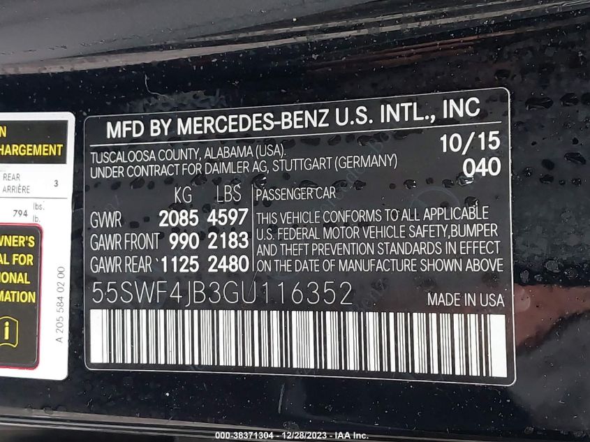 2016 MERCEDES-BENZ C 300 300 - 55SWF4JB3GU116352
