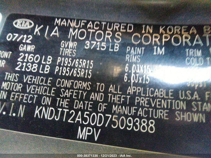 2013 KIA SOUL - KNDJT2A50D7509388