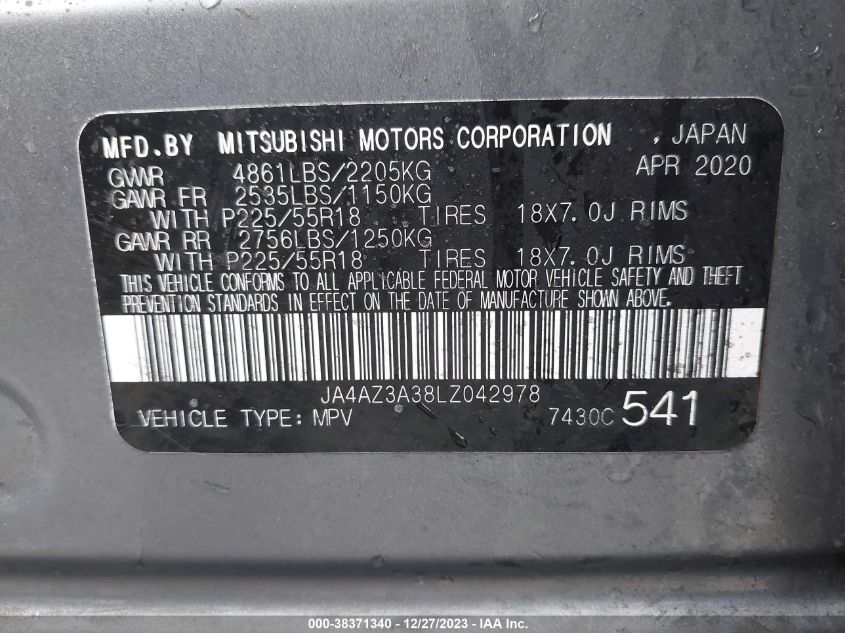 2020 MITSUBISHI OUTLANDER SE/SEL/LE - JA4AZ3A38LZ042978