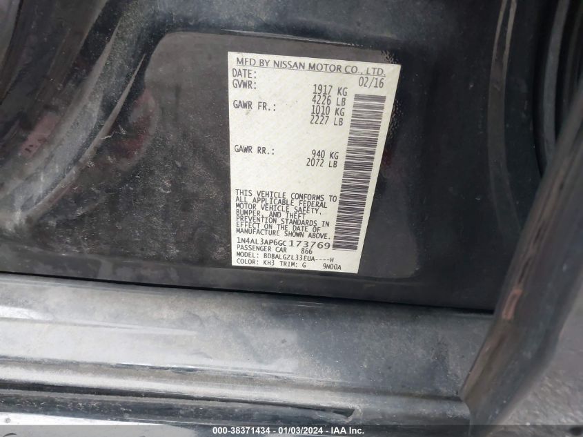 2016 NISSAN ALTIMA 2.5 S - 1N4AL3AP6GC173769