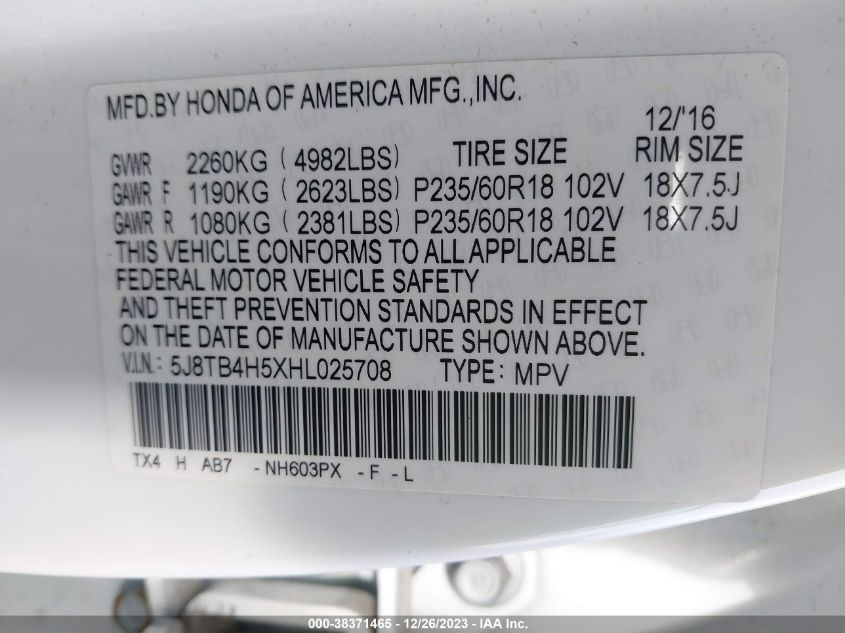 2017 ACURA RDX TECHNOLOGY - 5J8TB4H5XHL025708