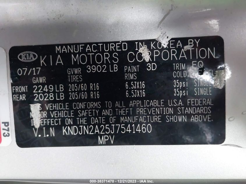 2018 KIA SOUL - KNDJN2A25J7541460
