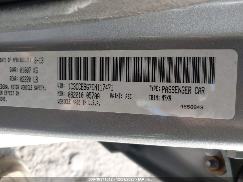 2014 CHRYSLER 200 TOURING - 1C3CCBBG7EN117471