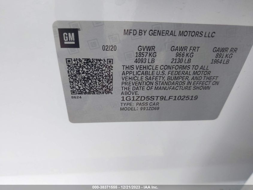 2020 CHEVROLET MALIBU LT - 1G1ZD5ST9LF102519