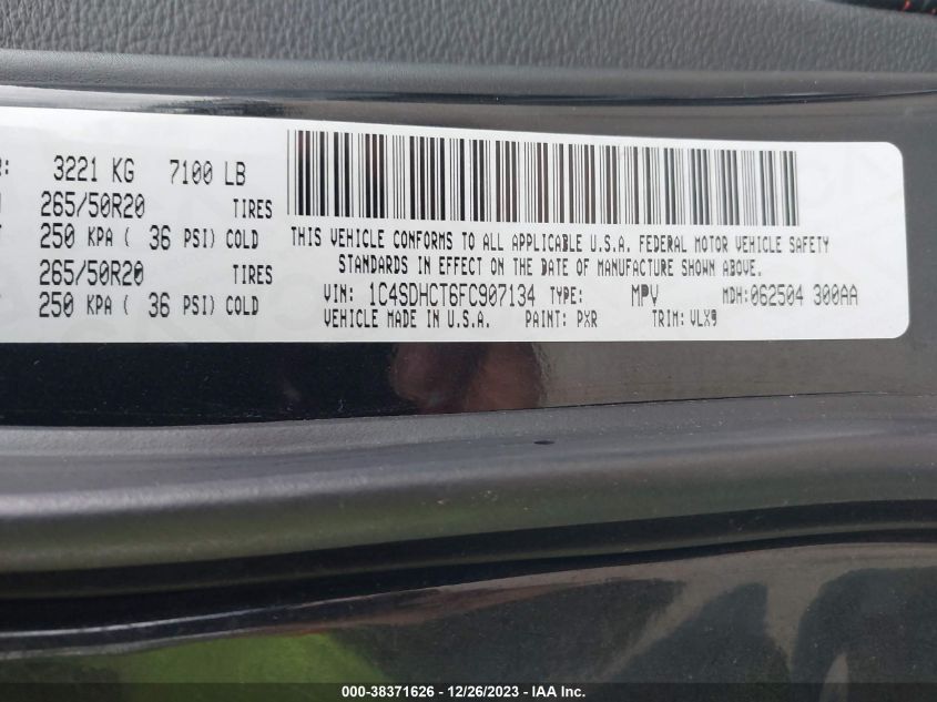 2015 DODGE DURANGO R/T - 1C4SDHCT6FC907134