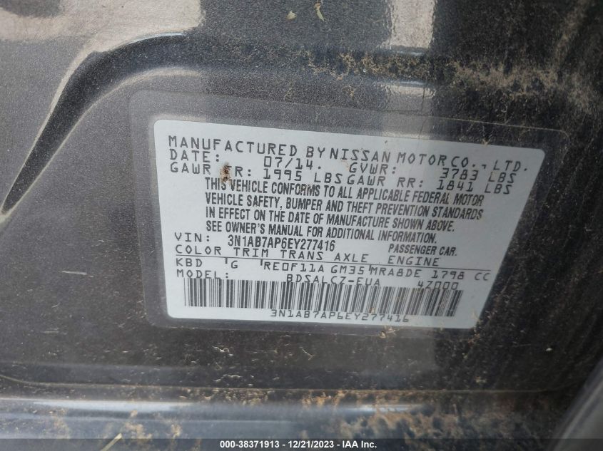 2014 NISSAN SENTRA S/SV/SR/SL - 3N1AB7AP6EY277416
