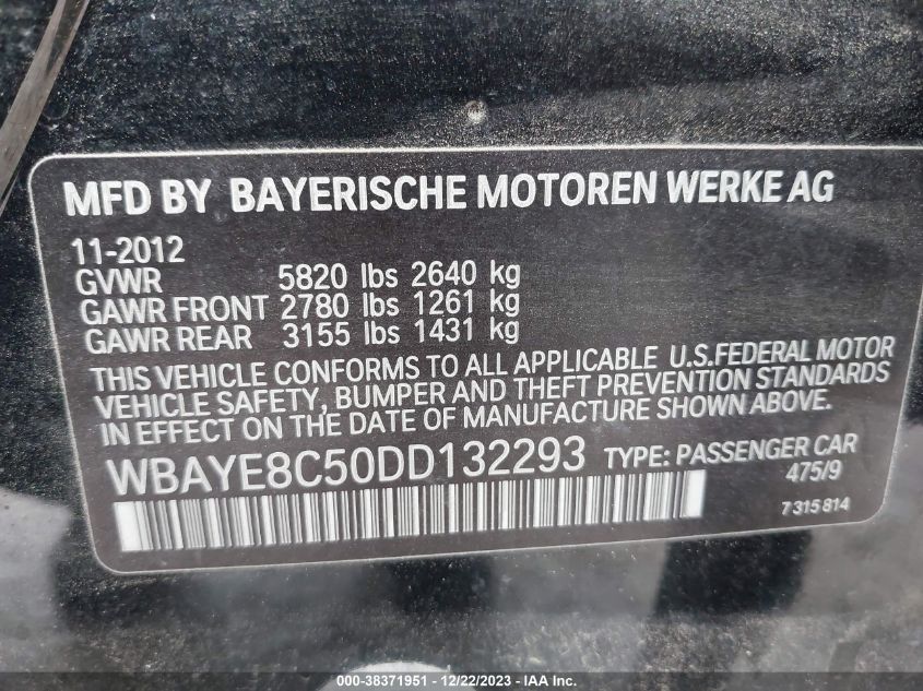 2013 BMW 750LI WBAYE8C50DD132293