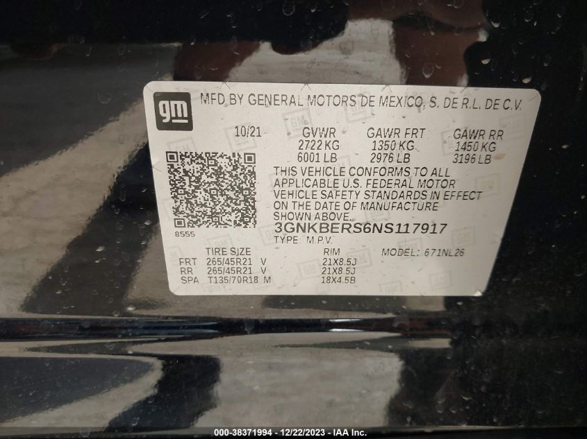 2022 CHEVROLET BLAZER FWD RS - 3GNKBERS6NS117917