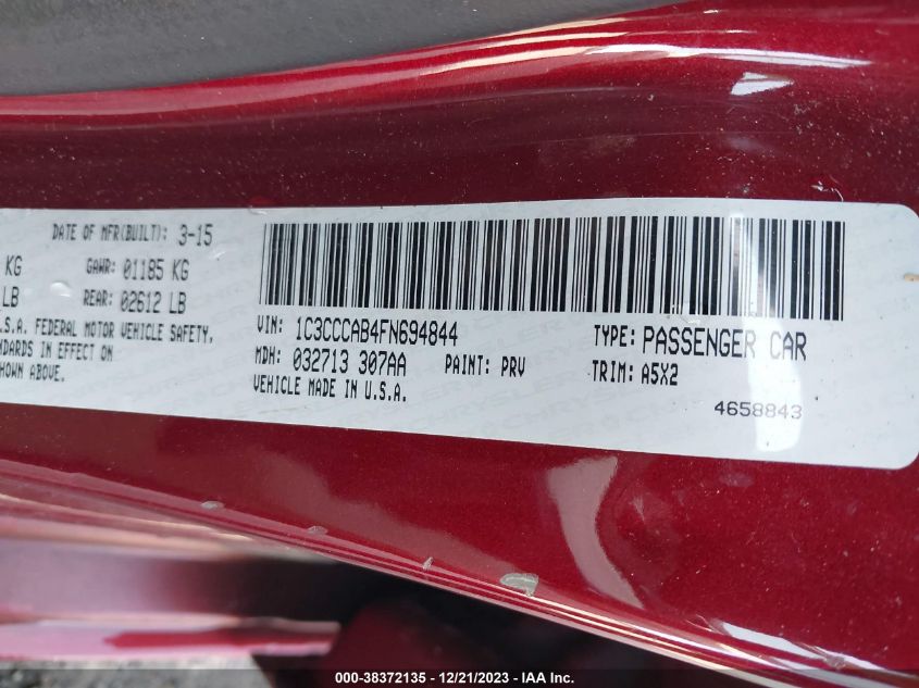 2015 CHRYSLER 200 LIMITED - 1C3CCCAB4FN694844