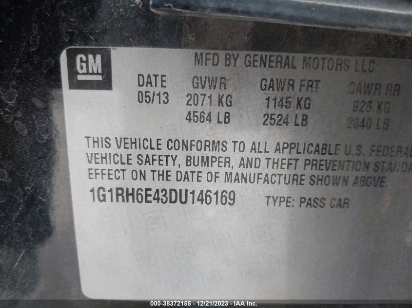 2013 CHEVROLET VOLT - 1G1RH6E43DU146169