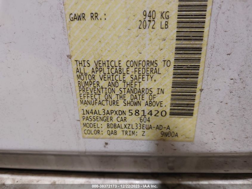 2013 NISSAN ALTIMA 2.5 SL - 1N4AL3APXDN581420