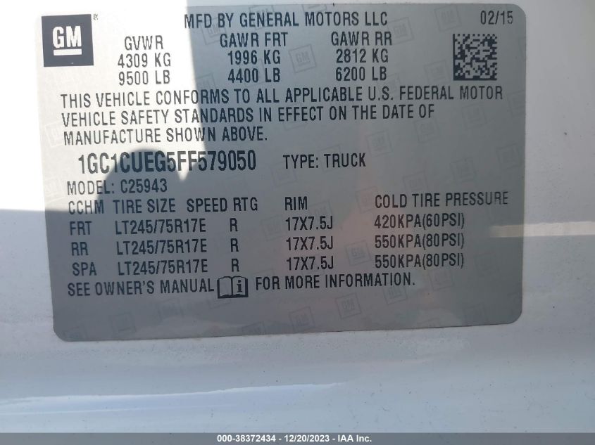 2015 CHEVROLET SILVERADO 2500HD WT - 1GC1CUEG5FF579050