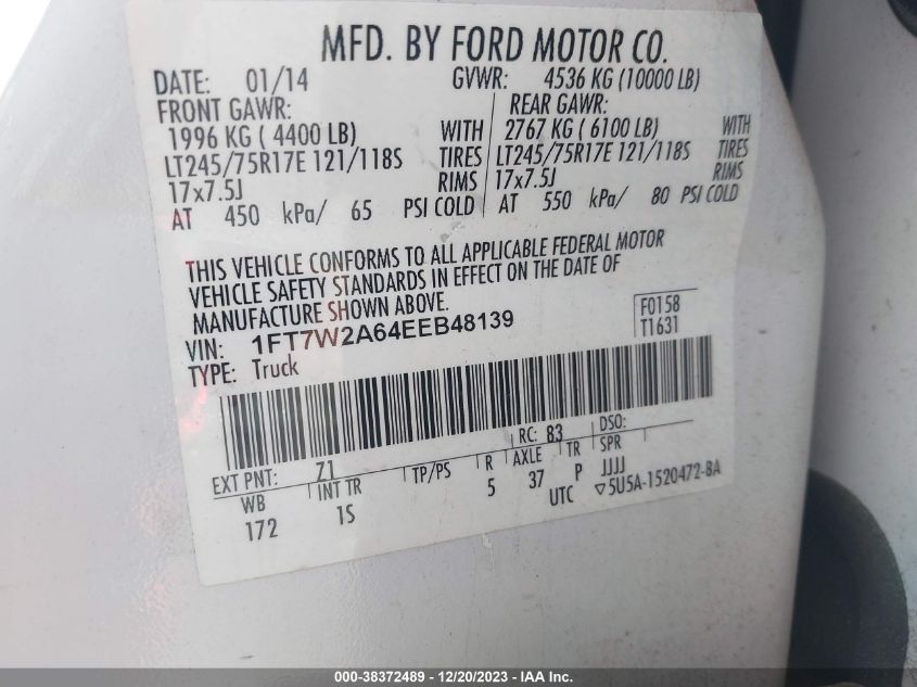 2014 FORD F-250 XL - 1FT7W2A64EEB48139