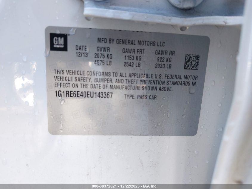 2014 CHEVROLET VOLT - 1G1RE6E40EU143367