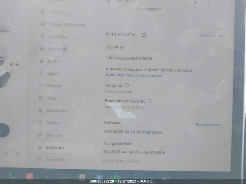 2022 TESLA MODEL 3 - 5YJ3E1EA1NF376558