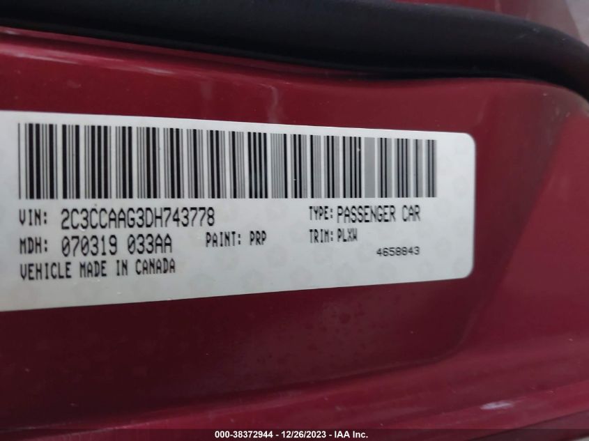 2013 CHRYSLER 300 - 2C3CCAAG3DH743778