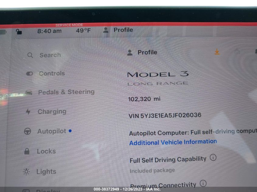 2018 TESLA MODEL 3 LONG RANGE/MID RANGE - 5YJ3E1EA5JF026036