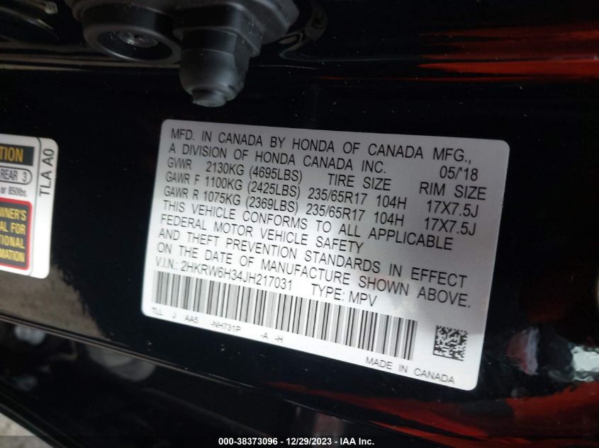 2018 HONDA CR-V LX - 2HKRW6H34JH217031